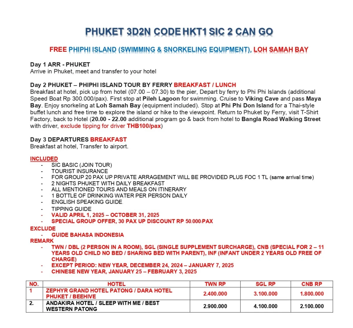 Detail Itinerary