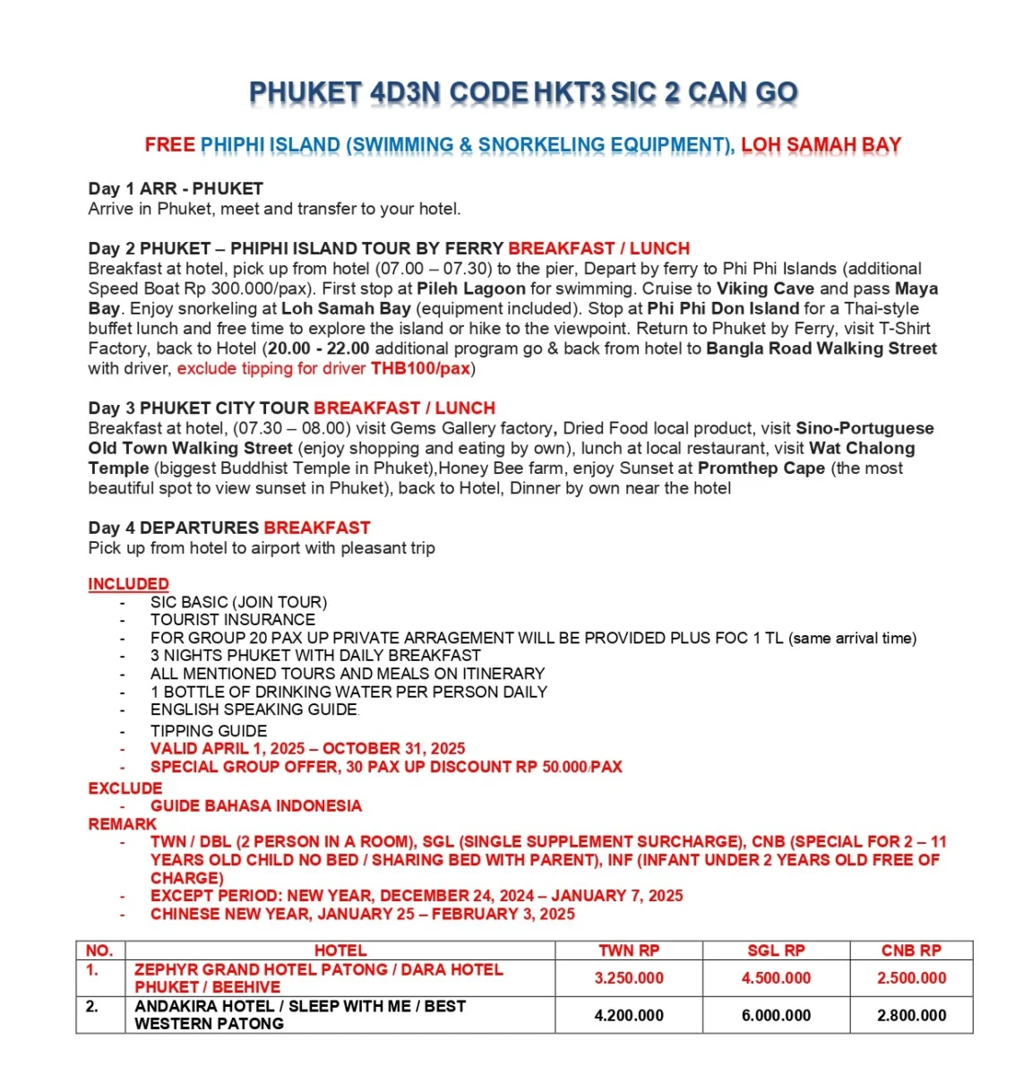 Detail Itinerary